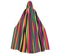 Cape à capuche avec imprimé rayé coloré arc-en-ciel pour Halloween | Capes de sorcière et de vampire 190 cm - Accessoire polyvalent pour fêtes de Noël