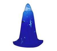 Cape à capuche avec motif requin de natation sous la mer pour adolescents, sorcière, vampire, cosplay, fête, Halloween, Noël
