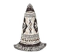 Cape à capuche aztèque noire et blanche pour adulte et adolescent, cape à capuche d'Halloween, robe de sorcier avec cape de peur