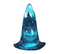 Cape à capuche bleue pour cimetière d'Halloween pour adulte et adolescent, cape à capuche d'Halloween, robe de sorcier avec cape de la peur