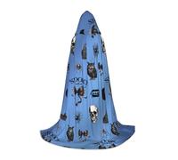 Cape à capuche bleue pour Halloween, décoration pour adulte et adolescent, cape à capuche, robe de sorcier avec cape de peur