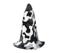 Cape à capuche camouflage noire et blanche pour adulte et adolescent, cape à capuche d'Halloween, robe de sorcier avec cape de peur