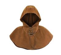 Cape à Capuche Courte Médiévale pour Adultes Cape à Capuche Viking Unisexe Capuchon Gothique Sorcière Manteau Costume de Sorcière Magicien Vampire pour Halloween Cosplay Carnaval Sorcellerie, Marron