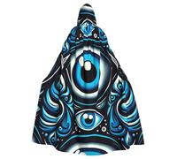 Cape à capuche de sorcière pour adulte avec œil bleu et mauvais œil