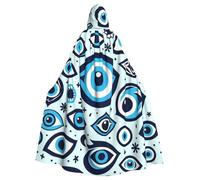 Cape à capuche de sorcière pour adulte avec perles bleues et mauvais œil