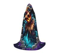 Cape à capuche d'épouvantail citrouille d'Halloween pour adulte adolescent Cape à capuche d'Halloween Robe de sorcier avec cape de peur
