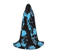 Cape à capuche d'Halloween avec tête de mort bleue horrible pour adulte et adolescent, cape à capuche d'Halloween, robe de sorcier avec cape de peur