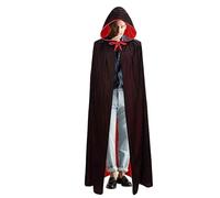 Cape à capuche d'Halloween - Cape d'Halloween avec capuche - Cape intégrale en velours - Costume de vampire ou de sorcière convaincant - Fantaisie de chevalier - Cosplay cool - Unisexe pour