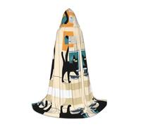 Cape à capuche d'Halloween pour adolescents, art moderne du milieu du siècle, costume à capuche pour cosplay, fête de vampire de sorcière, robe fantaisie pour adolescents, carnaval, bande dessinée