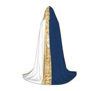 Cape à capuche d'Halloween pour adolescents, cape à capuche dorée bleue et blanche, costume à capuche pour adolescent, costume à capuche pour cosplay, fête de vampire de sorcière, robe fantaisie pour