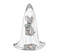 Cape à capuche d'Halloween pour adolescents, costume à capuche mignon koala pour maman, bébé, jeune costume à capuche pour cosplay, fête de vampire de sorcière, robe fantaisie pour adolescents