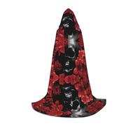 Cape à capuche d'Halloween pour adolescents, crâne abstrait rouge et noir, costume à capuche pour cosplay, fête de vampire de sorcière, robe fantaisie pour adolescents, carnaval, bande dessinée