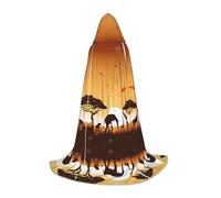 Cape à capuche d'Halloween pour adolescents, éléphant et girafe, coucher de soleil, costume à capuche pour cosplay, fête de vampire de sorcière, robe fantaisie pour adolescents, carnaval, bande