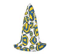 Cape à capuche d'Halloween pour adolescents, jaune et bleu, costume à capuche pour cosplay, fête de vampire de sorcière, robe fantaisie pour adolescents, carnaval, bande dessinée, parfaite pour les