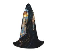 Cape à capuche d'Halloween pour adolescents, méduse bleue et dorée, costume à capuche pour cosplay, fête de vampire de sorcière, robe fantaisie pour adolescents, carnaval, bande dessinée, parfaite