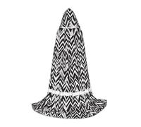 Cape à capuche d'Halloween pour adolescents, noir et blanc, zigzag, costume à capuche pour jeunes, cosplay, fête de vampire de sorcière, robe fantaisie pour adolescents, carnaval, bande dessinée