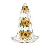 Cape à capuche d'Halloween pour adolescents, tournesols jaunes, fleurs blanches, costume à capuche pour cosplay, sorcière, vampire, robe fantaisie pour adolescents, carnaval, comic Con, parfaite pour