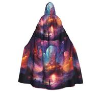 Cape à capuche d'Halloween pour adulte - Château mystère lumineux - Super grande cape à capuche avec nœud papillon