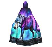 Cape à capuche d'Halloween pour adulte, motif loup de la galaxie, pour fêtes costumées et événements à thème