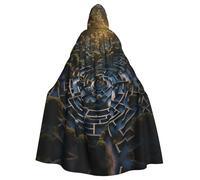 Cape à capuche d'Halloween pour adultes, motif labyrinthe, pour fêtes costumées et événements à thème