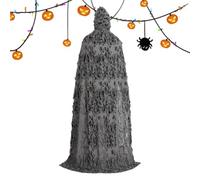 Cape à capuche d'Halloween - Robe de faucheuse déchirée | Costume unisexe | Capuche avec cordon de serrage pour une tenue rapide ; tissu déchiré gris fluide, look horreur vintage ; convient pour