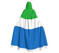 Cape à capuche drapeau de la Sierra Leone - Costume de jeu de rôle pour adulte - Parfait pour Noël, magicien, fêtes à thème magicien
