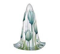 Cape à capuche en bois de tulipe bleue pour adulte et adolescent, cape à capuche d'Halloween, robe de sorcier avec cape de peur