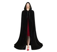 Cape à Capuche en Velours - Costume de Vampire pour Adulte | Manteau d'Halloween Unisexe | Longueur 150cm pour Cosplay Sorcière, Magicien, Gothique, Déguisement Médiéval, Fêtes à Thème et Carnaval