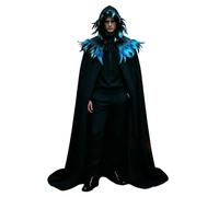 Cape A Capuche en Velours De SorcièRe Gothique Unisexe avec Col à Plumes Col Montant Et éCharpe à Plumes Cape De SorcièRe Horrifiante Robe De Costume Cape Extra Longue Costumes d'halloween.