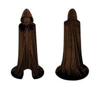 Cape à capuche en velours longue unisexe pour adulte et enfant, pour Halloween et carnaval Marron 90 cm
