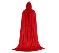 Cape à capuche en velours pour costume d'Halloween - 170 cm - Rouge