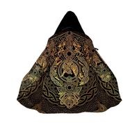 Cape à Capuche Fenrir Vikings Valhalla - Manteau Parka Veste Hivernale en Cachemire, Mythologie Nordique, Runes, Vêtement Païen pour Homme(Fenrir Wolf,5XL)