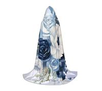 Cape à capuche florale bleue et blanche pour adulte et adolescent, cape à capuche d'Halloween, robe de sorcier avec cape de peur