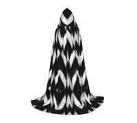 Cape à capuche gothique unisexe avec imprimé pied-de-poule pour Halloween, cosplay, Noël, Noir , M
