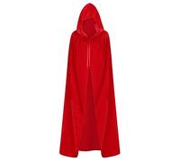 Cape à Capuche Halloween Cape Longue de Vampire Mort Diable Sorcière en Velours Costume de Prince Princesse Gothique Médievale Manteau Robe de Halloween Déguisement Cosplay pour Adultes Enfants