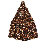 Cape à capuche humoristique avec imprimé grains de café torréfiés pour homme et femme pour cosplay, événements, carnaval, bal masqué, festival, cape costume