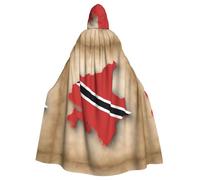 Cape à capuche imprimée carte 02 de Trinité-et-Tobago pour adultes, robe d'Halloween à capuche, costume de sorcière sorcière, cosplay pour homme et femme