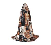 Cape à capuche imprimée de nombreux chiens pour Halloween, style Renaissance, parfaite pour les jeux de rôle et les fêtes