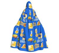 Cape à capuche imprimée de symboles de la culture grecque pour adultes, robe d'Halloween, cape à capuche sorcière, sorcière, costumade, pour homme et femme