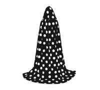 Cape à capuche imprimée noire et blanche à pois pour adolescents, fête costumée, Halloween, cape douce et élastique, taille M