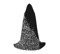 Cape à capuche imprimée noire et blanche pour adolescents, fête costumée, cape à capuche douce et élastique, taille M