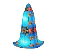 Cape à capuche imprimée tortue avec poissons colorés sous la mer pour adolescents, sorcière, vampire, cosplay, fête, Halloween, Noël