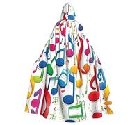 Cape à capuche longue avec notes de musique colorées pour Halloween, déguisements, bal masqué