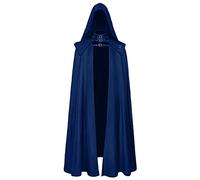 Cape à capuche longue cape médiévale Cape de vampire Costume de sorcière Carnaval Halloween Noël Costume de sorcière pour adulte Costume de carnaval Cosplay Fête, bleu, 4XL