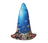 Cape à capuche longue imprimée océan, poisson tropical, tortue, requin, pour adolescents, sorcière, vampire, cosplay, fête, Halloween, Noël