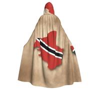 Cape à capuche Map03 avec drapeau de Trinité-et-Tobago pour adultes, cape à capuche pour Halloween, sorcière, costume de cosplay pour homme et femme