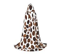 Cape à capuche marron et noire en grains de café pour adulte et adolescent, cape à capuche d'Halloween, robe de sorcier avec cape de peur