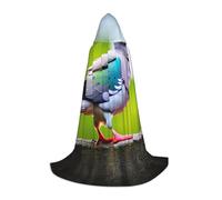 Cape à capuche médiévale avec capuche imprimé pigeon de dessin animé 3 - Cape Renaissance pour adulte - Costume de magicien pour Halloween et cosplay, noir, Large