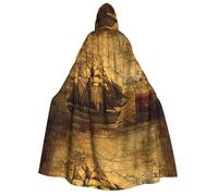 Cape à capuche nautique sur le thème des pirates nautiques, cape de sorcière, adaptée pour bal masqué, fête de Noël, costume de cosplay