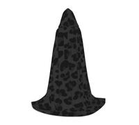 Cape à capuche noire à imprimé léopard pour adulte et adolescent, cape d'Halloween à capuche, robe de sorcier avec cape de peur